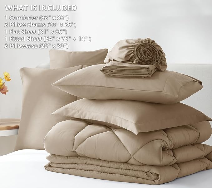 CozyLux Full Size Comforter Sets Taupe - Image 6
