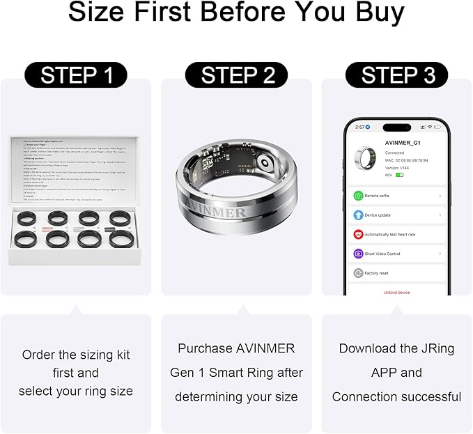 Gen 1 Smart Ring for Health Tracking, Non-Standard Ring Sizing, Compatible Gen - Image 2