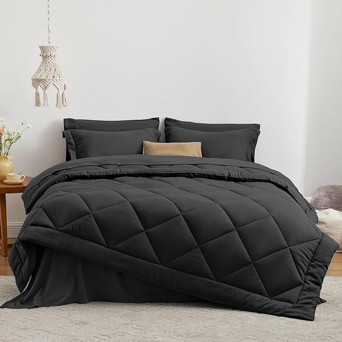 Love's cabin California King Comforter Set Black, 7 Pieces California King Bed - Image 2