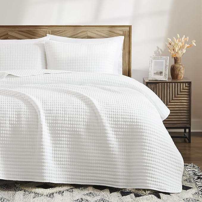 WRENSONGE Twin Quilt-2 Pieces Lightweight Bedspreads White Twin Quilt Bedding - Image 8
