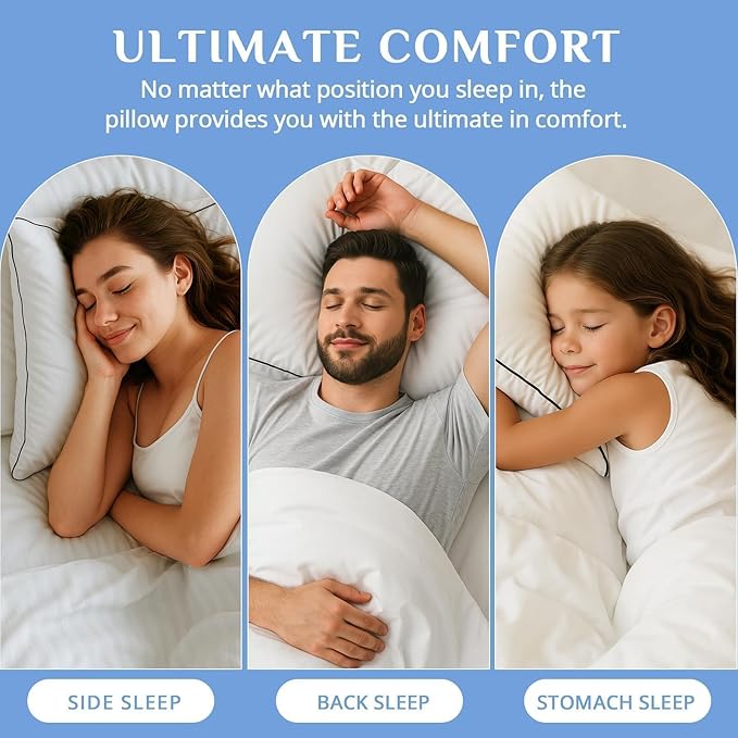 JOLLYVOGUE King Size Pillows Set of 4, Collection Bed Pillows - Image 7