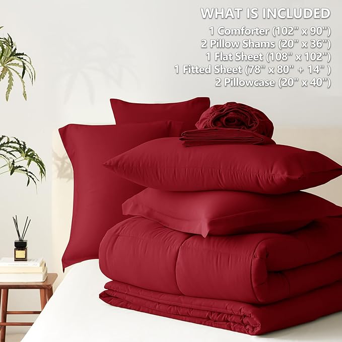 CozyLux King Size Comforter Set Dark Red - Image 5