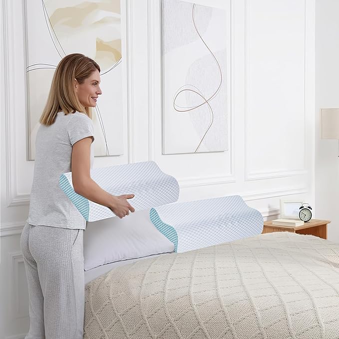 Cooling Pillows Queen Size Set of 2, Memory Foam Bed Pillows - Image 7