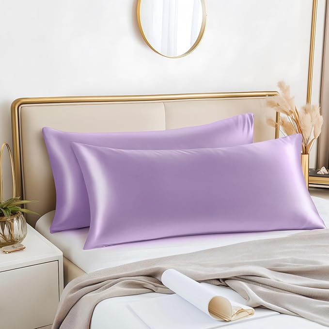 BEDELITE Satin Body Pillow Cover 2 Pack, Super Soft and Cooling Body Pillow - Image 2
