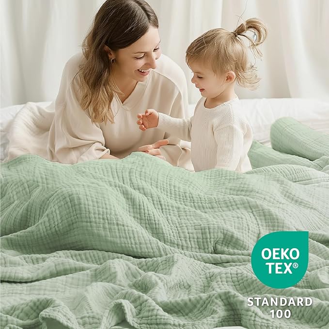 100% Cotton Muslin Blanket 50" x 60", Breathable and Lightweight Cotton Throw - Image 3