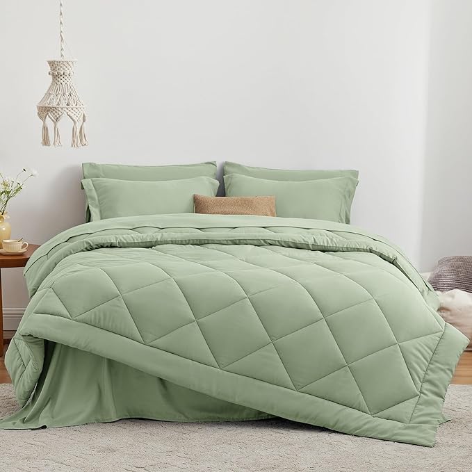 Love's cabin King Size Comforter Set Sage, 7 Pieces King Bed in a Bag, All - Image 2