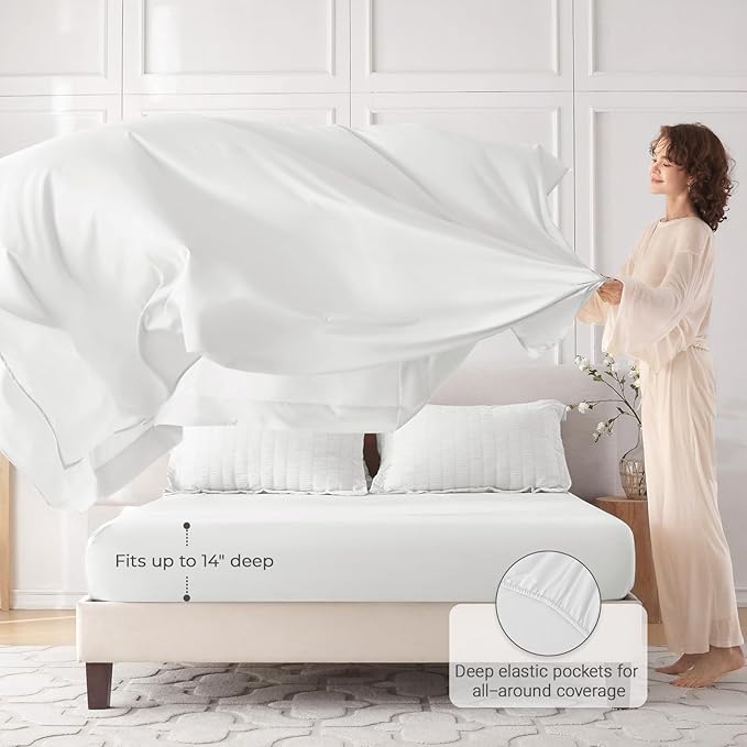 MUXHOMO 7 Pieces Queen Comforter Set, Seersucker Bed in a Bag Queen Size - Image 3