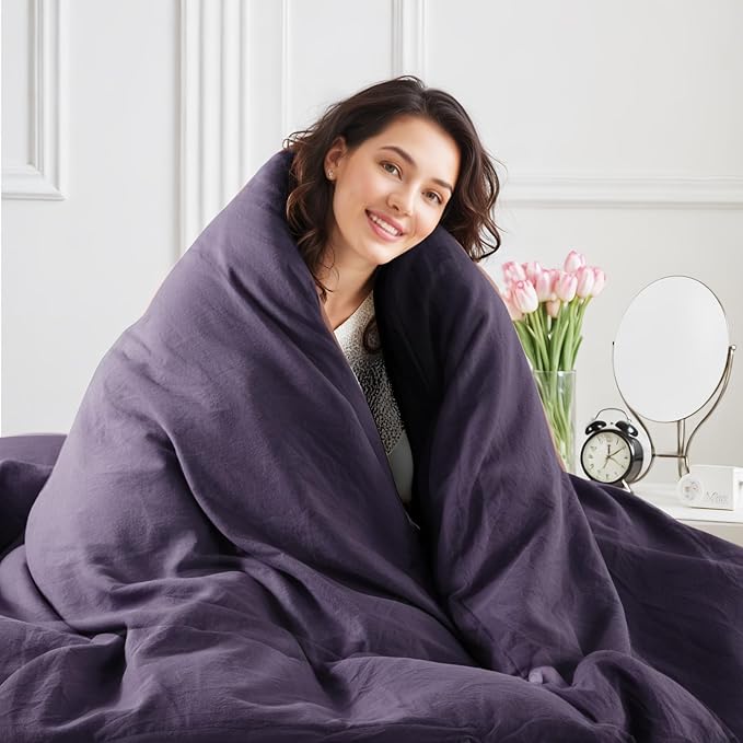 NEXHOME PRO 100% Washed Cotton Duvet Cover King Size, Ogranic Natural Linen - Image 7