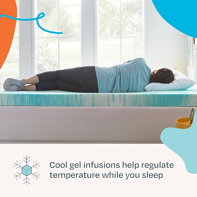 Linenspa 4 Inch Swirl Gel Memory Foam Mattress Topper, Full Size – Cooling Gel - Image 2