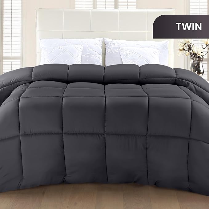 Utopia Bedding Twin Comforter Duvet Insert, Quilted Grey Comforter - Image 2