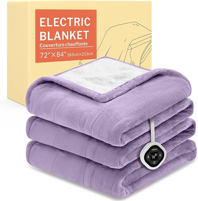 HOMLYNS LuxeHeat Heated Blanket Electric Blanket Full Size, Soft Flannel Sherpa by HOMLYNS