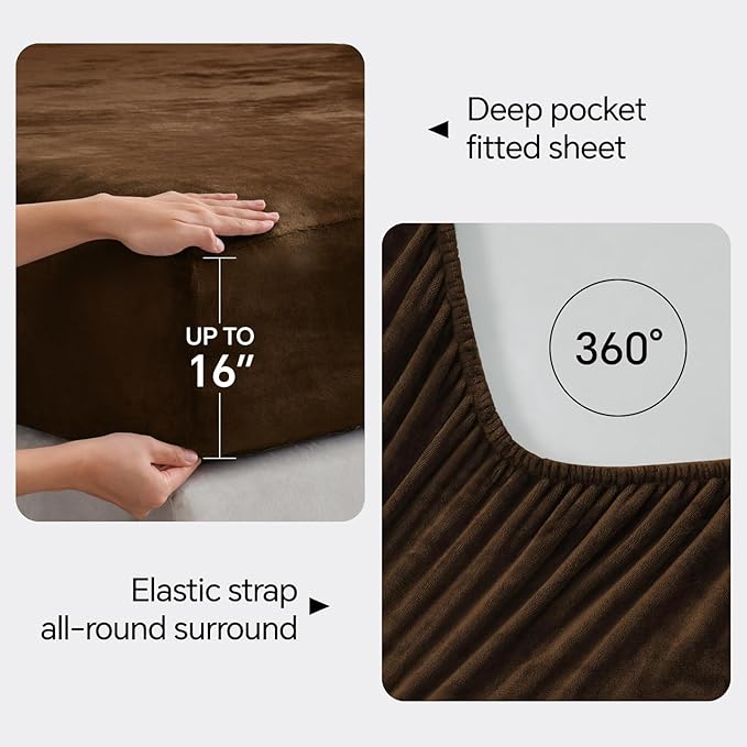 BEDELITE Flannel Sheets Queen Size Brown - Image 4