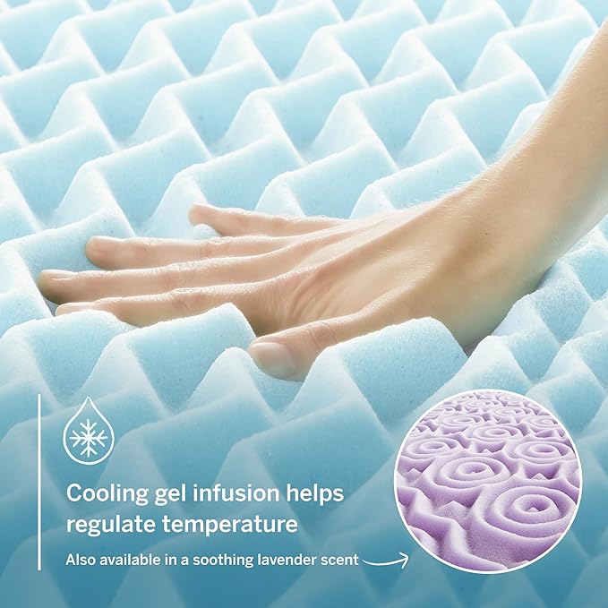 LUCID 2 Inch Gel Memory Foam Mattress Topper, King size – 5 Zones – Cooling Gel - Image 3