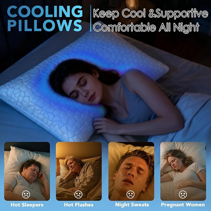 QUTOOL Cooling Pillow for Sleeping, CertiPUR-US Shredded Memory Foam King - Image 3