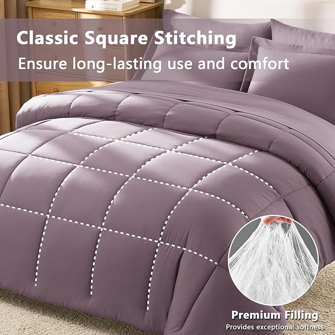 CozyLux Queen Comforter Set Dusty Purple, 7 Pieces Bed in a Bag Queen, All - Image 6