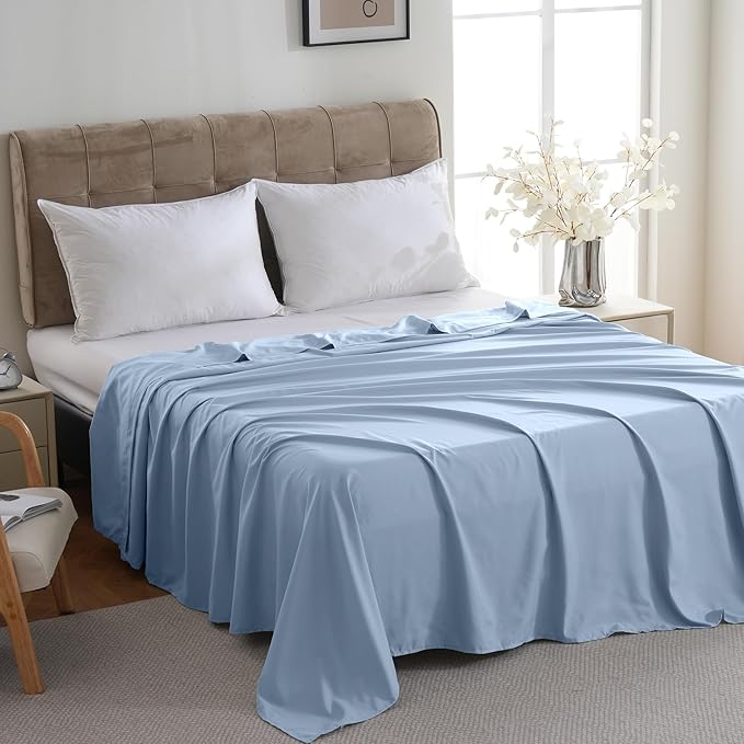 ZPECC Twin Flat Sheet Only 1 Pack, Durable Light Blue Top Bed Sheets - Image 3