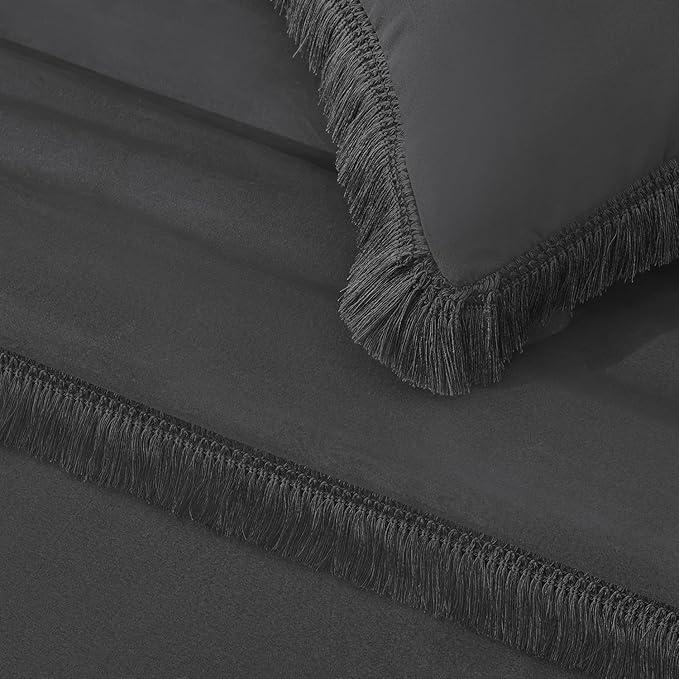 Andency Full Size Comforter Set Dark Grey, 3 Pieces Boho Lightweight Bedding - Image 7