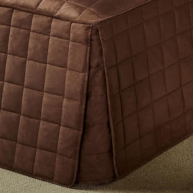 Touch of Class Camden Luxury Bedding | Neutral Chocolate Brown Color | Classic Fitted Bedspread | Faux Suede Box Quilted Design | Designed 2 Piece Set Includes Twin Bedspread and 1 Standard Sham