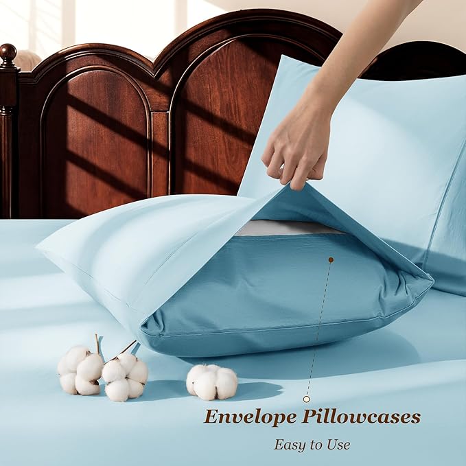 LBRO2M 100% Cotton Sheets Set Deep Pocket 19", 1000 Thread Count Full Size 4 - Image 6