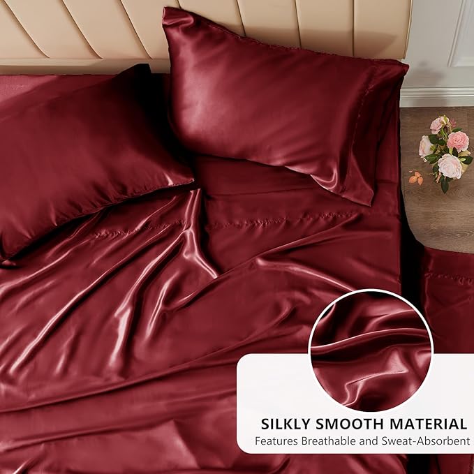 CozyLux Satin Sheets King Size Sheet Set - Image 3