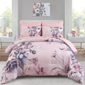 Luxudecor Floral Comforter Set Queen Size 7 Piece, Blush Pink Flower Bed in a by Luxudecor