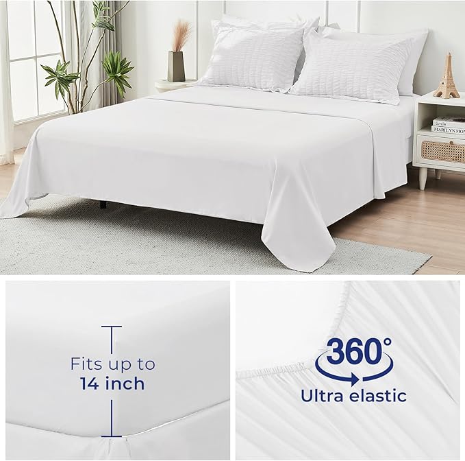 HYMOKEGE White Full Size Comforter Sets Seersucker 7 Pieces, All Season Luxury - Image 5