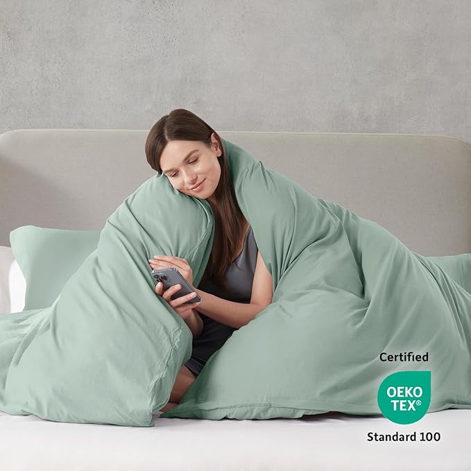 Nestl Sage Green Duvet Cover Queen Size - Image 3
