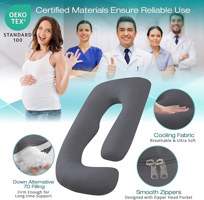 Sasttie Pregnancy Pillows for Sleeping, U Shaped Cooling Full Body Pillow - Image 3