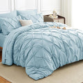 HIMEET Pintuck Bed in a Bag, 5 Pieces Twin XL Comforter Set Light Blue by Unknown