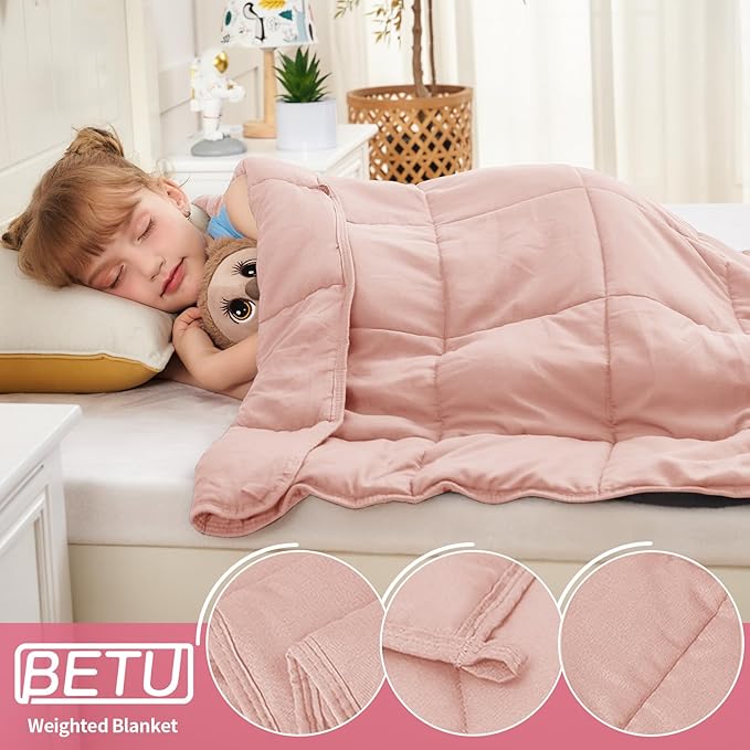 Pink Weighted Blanket Kids 5lbs, Cooling Heavy Throw Blanket - Image 5