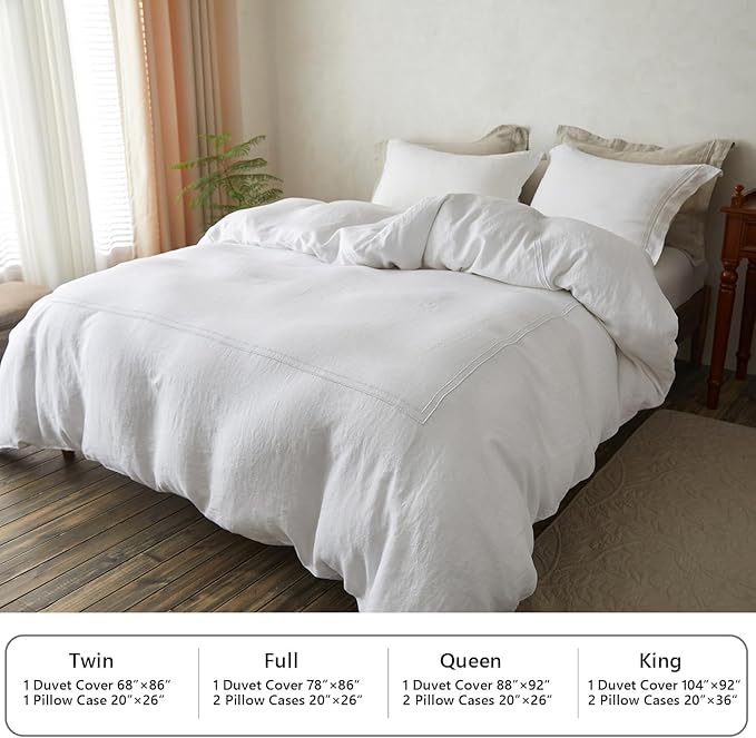Simple&Opulence 100% Washed Linen Duvet Cover Set 88"x92" - Image 7