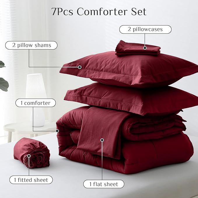 JOLLYVOGUE Full Comforter Set, Ultra-Soft Bed in a Bag Full Size 7 Pieces - Image 5