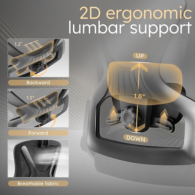 750lbs Big and Tall Office Chair- Heavy Duty Executive Chair with 5D Flip Arms and Adjustable Lumbar Support, Ergonomic Mesh High Back Desk Chair, Ergonomic Executive Home Office Computer Chair-DeskoryOffice