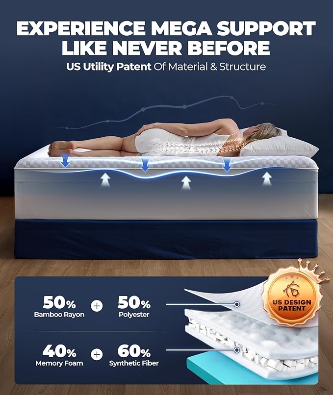 5 Inch Mega Support Memory Foam Mattress Topper - Image 3