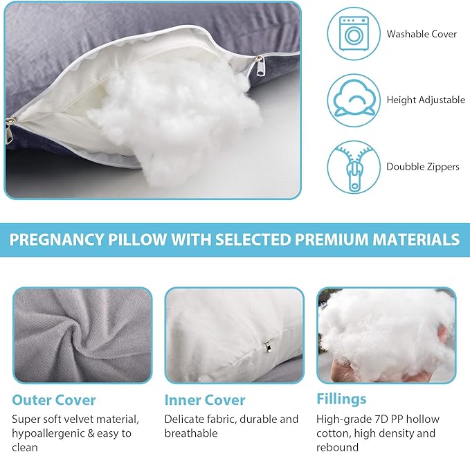 BATTOP Pregnancy Pillow for Sleeping, Full Body Maternity Pillow - Image 7