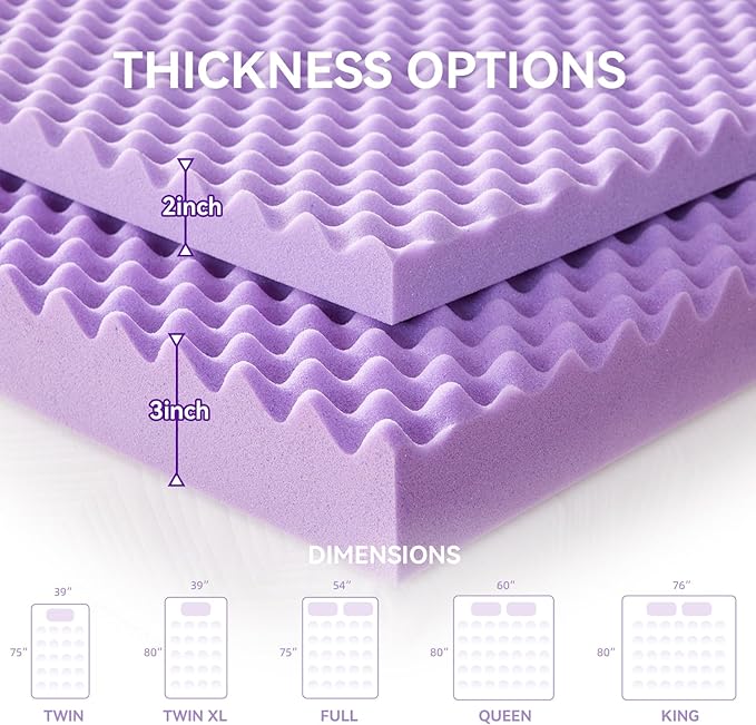 SINWEEK 1.5 Inch Egg Crate Cooling Gel Memory Foam Mattress Topper Full Size - Image 7