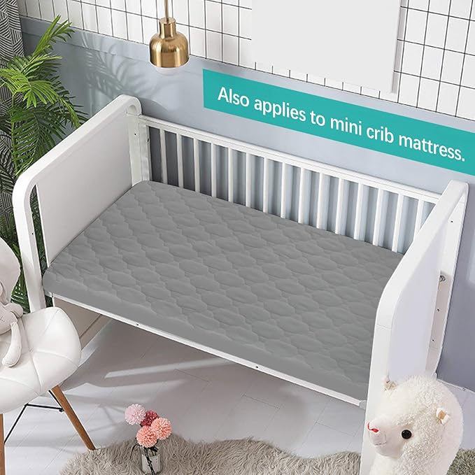 2 Pack Pack and Play Mattress Protector Sheets Fitted Waterproof Playard - Image 3