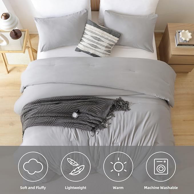 ROSGONIA Queen Comforter Set Grey - Image 5