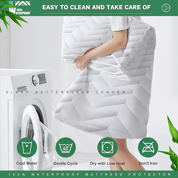 Unilibra King Size Waterproof Mattress Pad Rayon Made from Bamboo, Quilted - Image 6