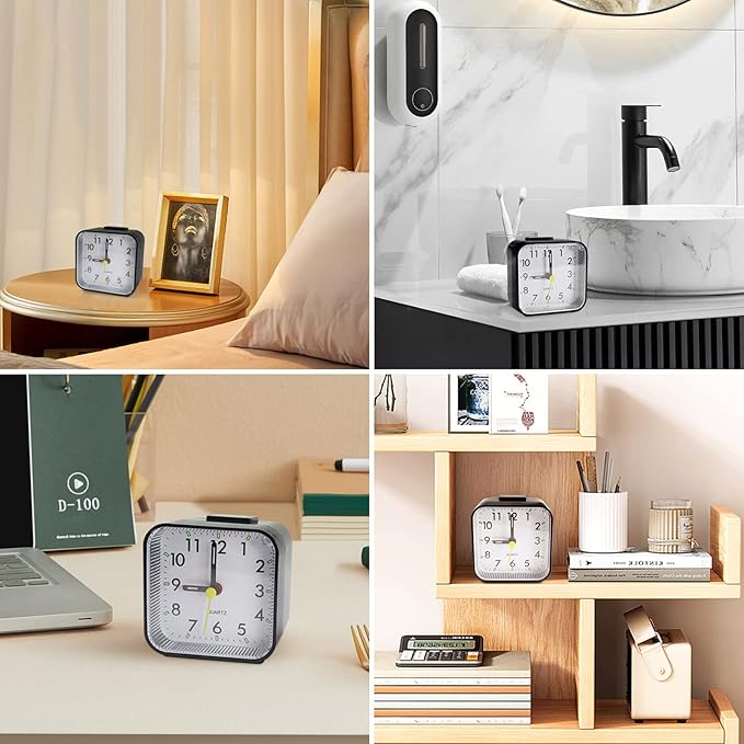 Lamisola Small Analog Travel Alarm Clock, Battery Operated Desk Table Shelf - Image 7
