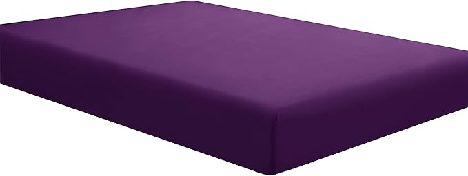 Sfoothome Fitted Bottom Sheet for Mattress, Single Queen Size Purple Microfiber by Sfoothome