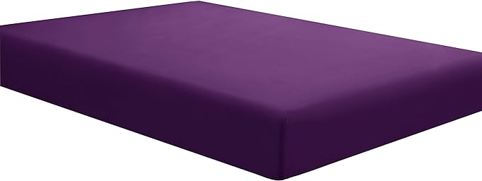 Sfoothome Fitted Bottom Sheet for Mattress, Single Twin Size Purple Microfiber by Sfoothome