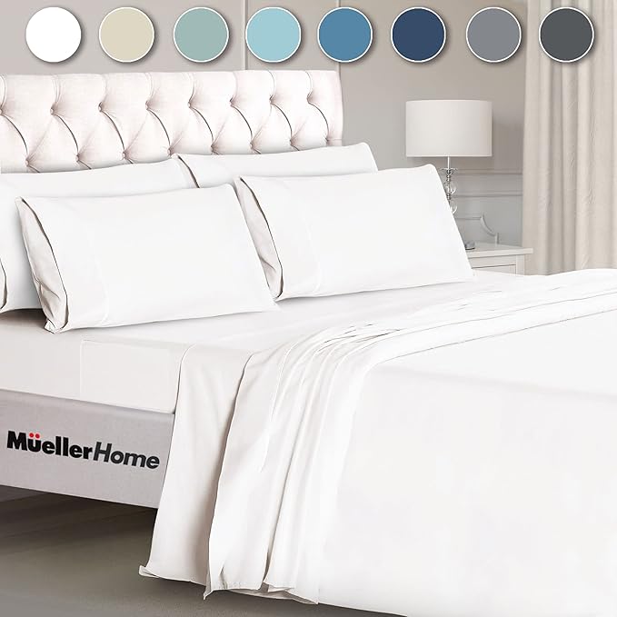 Mueller Ultratemp Bed Sheets Set, Super Soft 1800, 6 Piece California King - Image 9