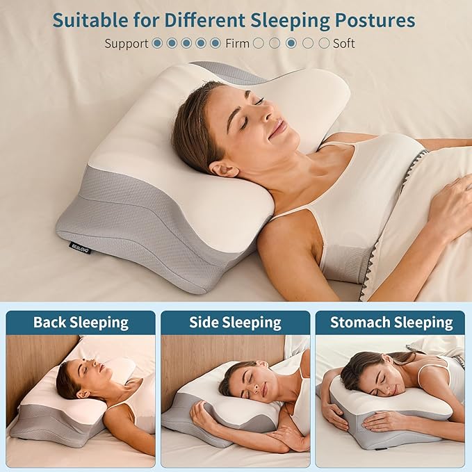 Cervical Neck Pillow for Pain Relief, Ergonomic Pillow Side Sleeper Pillow for - Image 7
