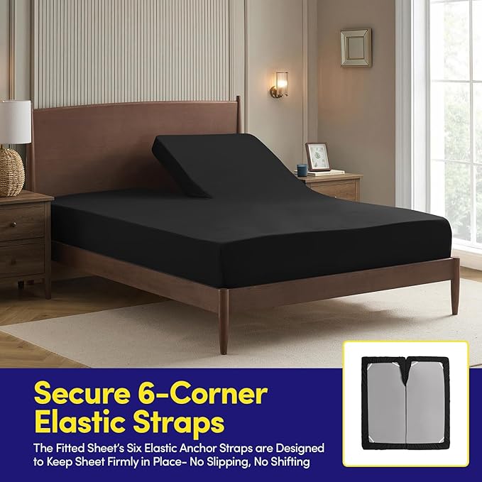 Split Head King Sheets Set for Adjustable Beds 4 Piece Flex Top Bed Sheets – - Image 4