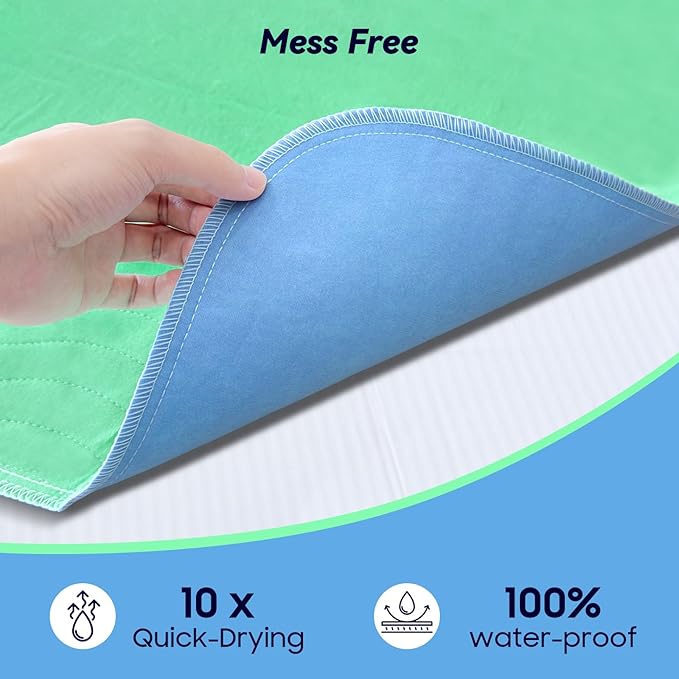 6 Pack 36” x 36” Extra Heavy Absorbency Washable Underpads, Waterproof Quick - Image 4