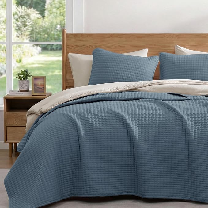 WRENSONGE King Size Quilt-3 Pieces Lightweight Bedspreads Oxford Blue King by WRENSONGE
