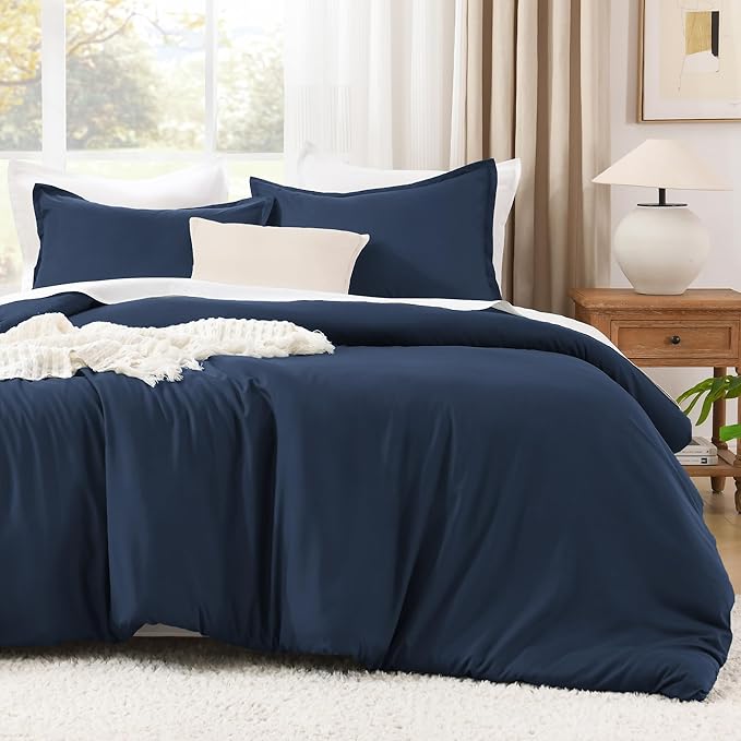 Litanika Navy Blue Comforter King Size, 3 Pieces Lightweight Solid Bedding - Image 2