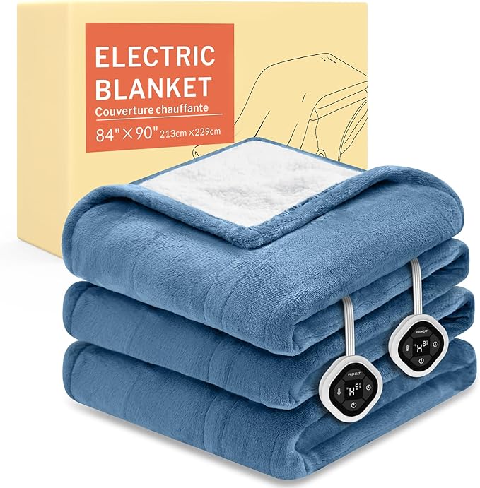 HOMLYNS LuxeHeat Heated Blanket Electric Blanket Queen Size, Soft Flannel by HOMLYNS