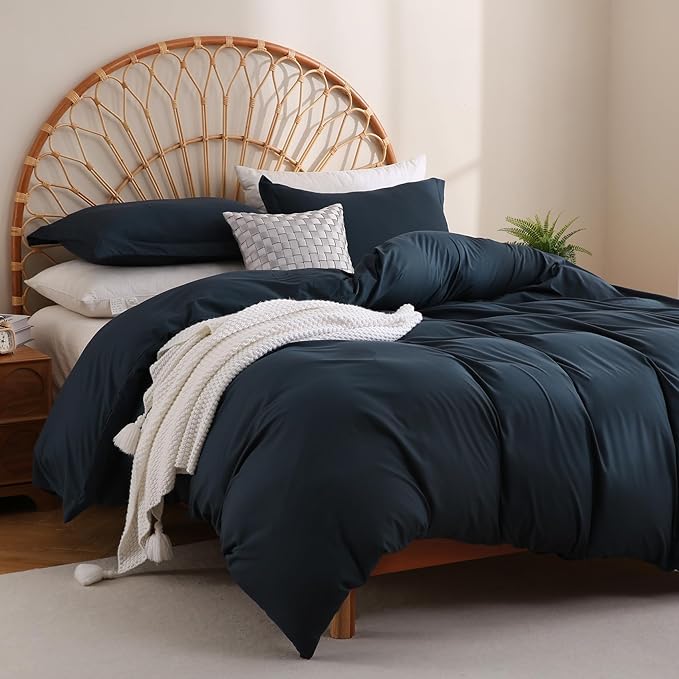JSD Navy Blue Duvet Cover Set King Size, 3 Piece Duvet Cover - Image 6